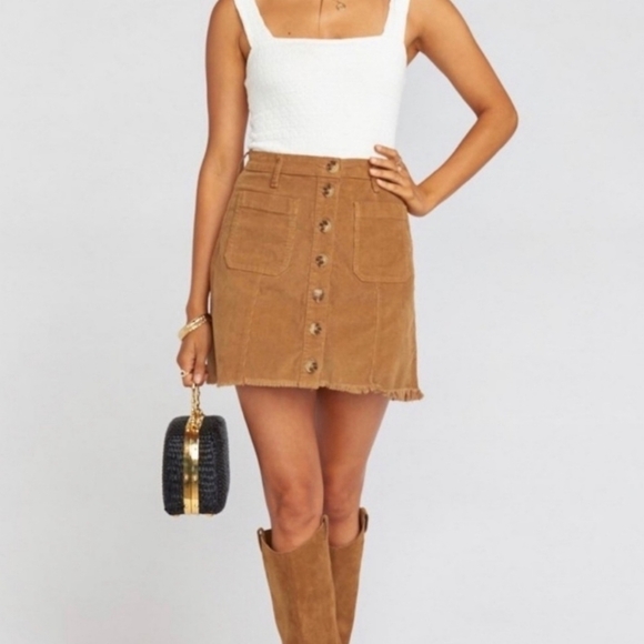 Show Me Your Mumu Sedona Brown Button Front Corduroy Mini Skirt Women's XS EUC - Picture 5 of 12
